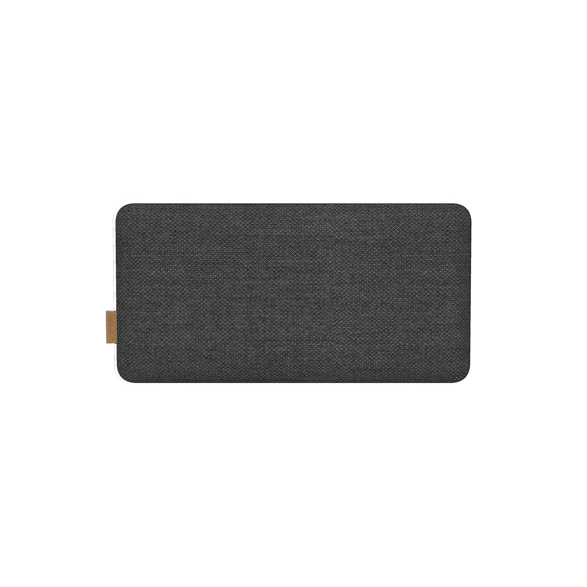 Move 150 Front højttalerfront i stålgrå Fiord stof fra Kvadrat med lædermærke.