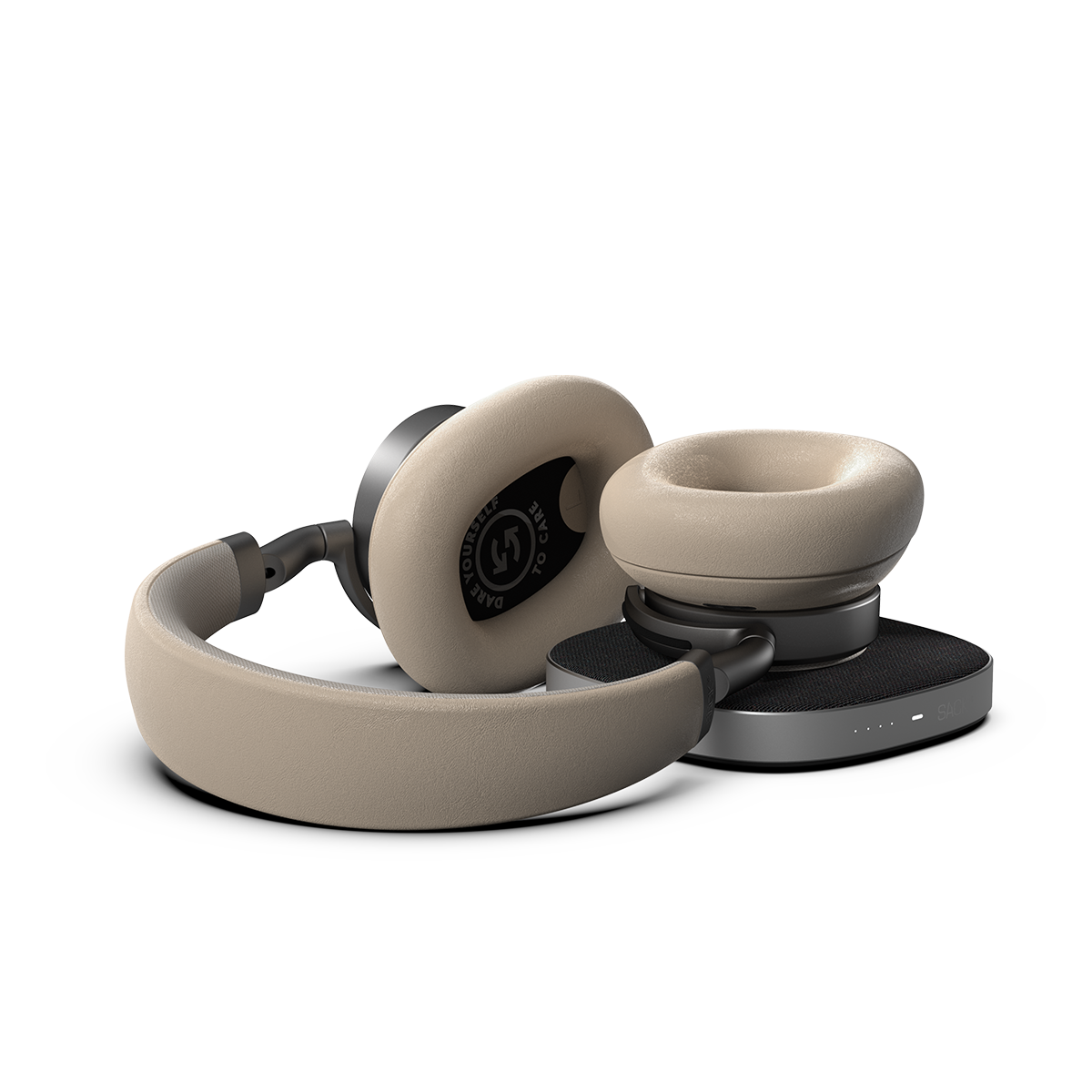 Beige Touch 400 høretelefoner med roterbare earcups og blødt polstrede puder i minimalistisk design.