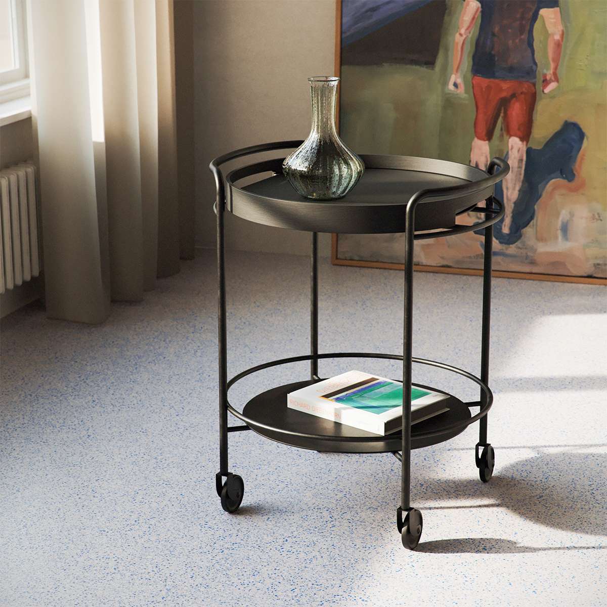 Serving Table w/ Nordic Serving Tray | Serving Table w/ Nordic Serving Tray - Black Stained Oak | SACKit