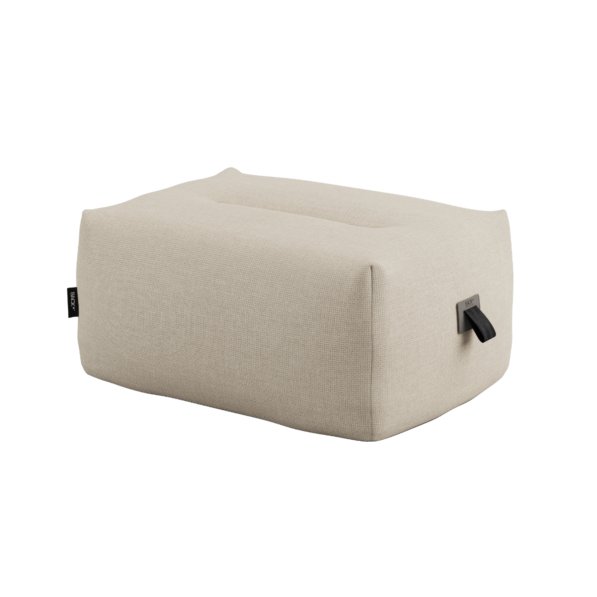 Soft Sofa Outdoor Pouf i Kirra Sand farve, blød og lav udendørs puf til siddeplads eller fodskammel.