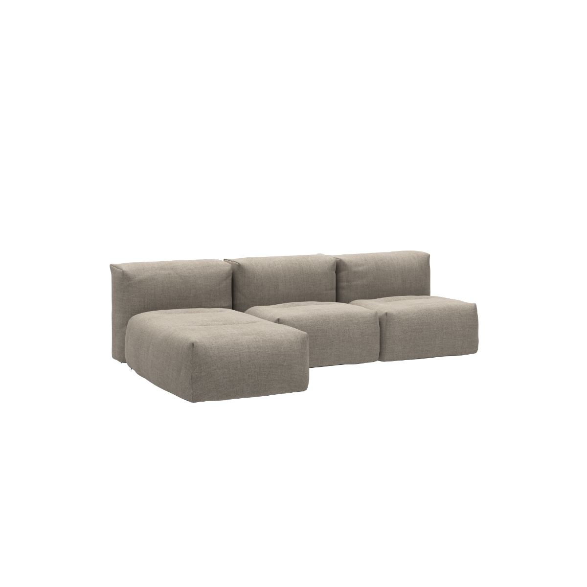 Udendørs Soft Sofa Outdoor 3-personers med chaiselong i Kirra Sand farve, blød og formstabil.