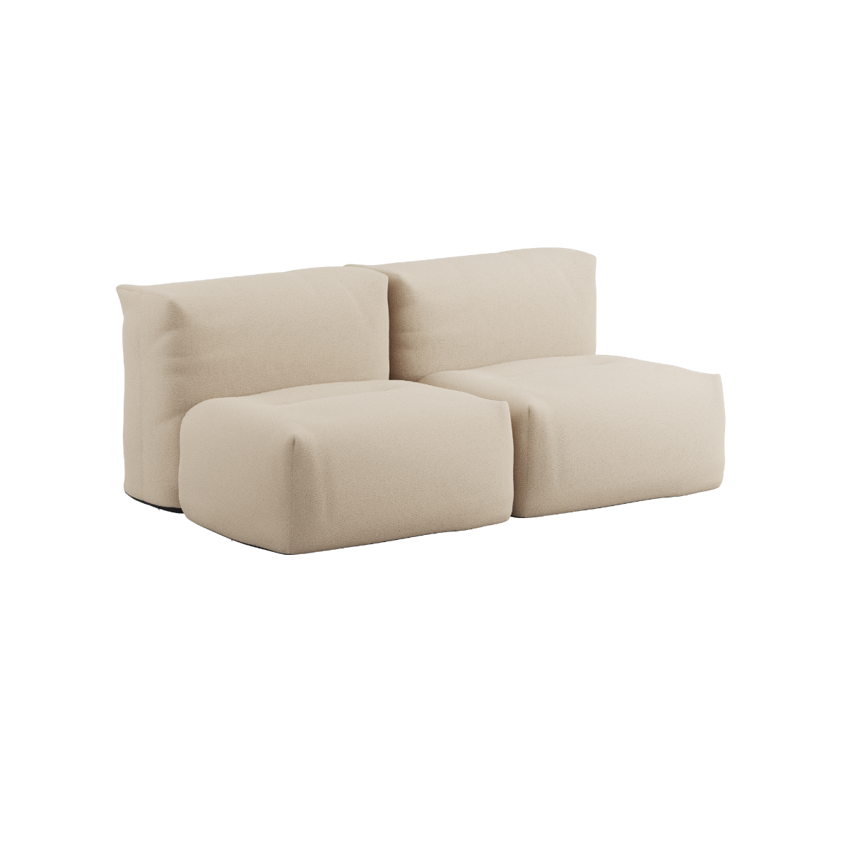 Udendørs 2-personers Soft Sofa Outdoor i blødt boucle-stof i beige farve.