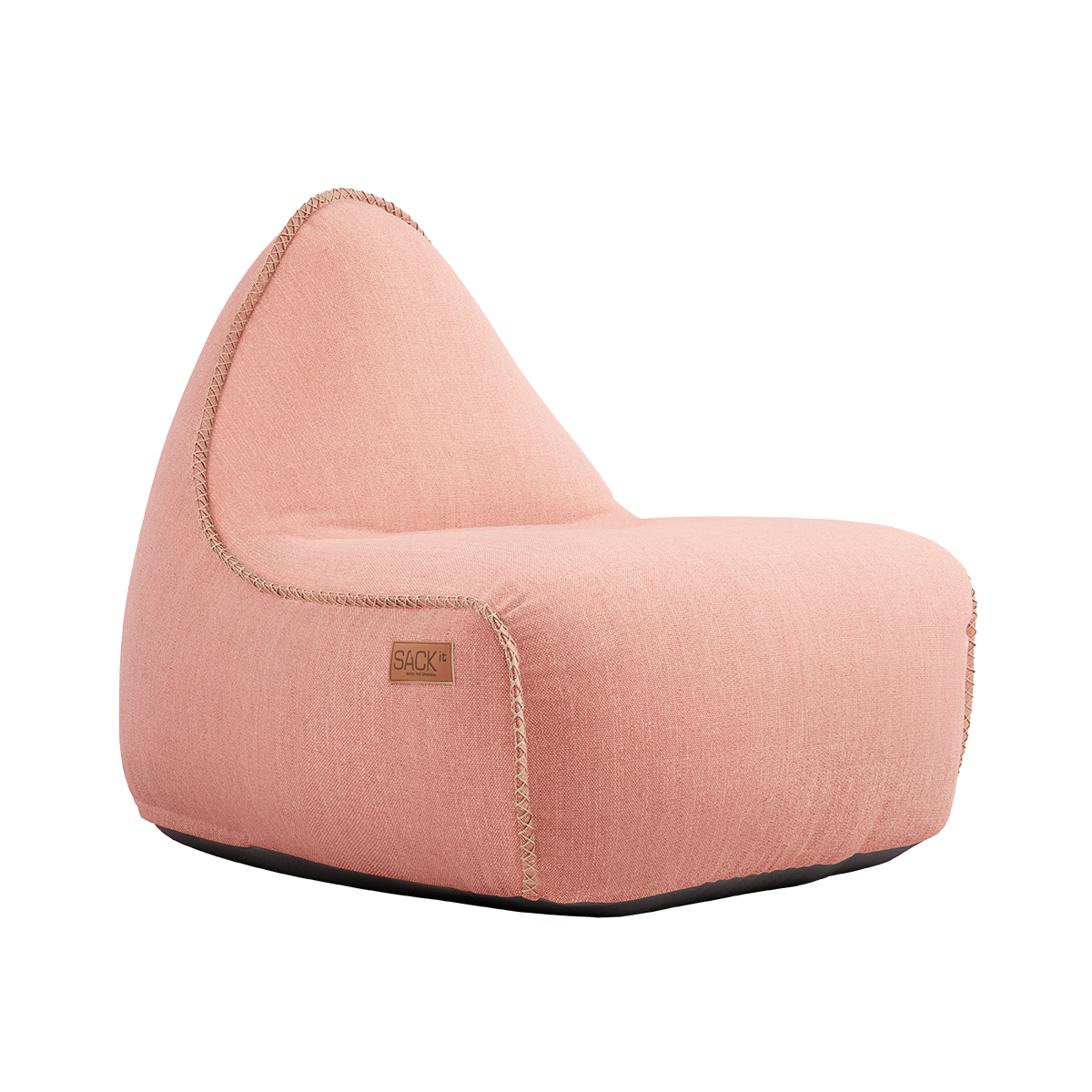 Cobana Lounge Chair sækkestol i blød rosa farve med ryglæn, designet til både indendørs og udendørs brug.