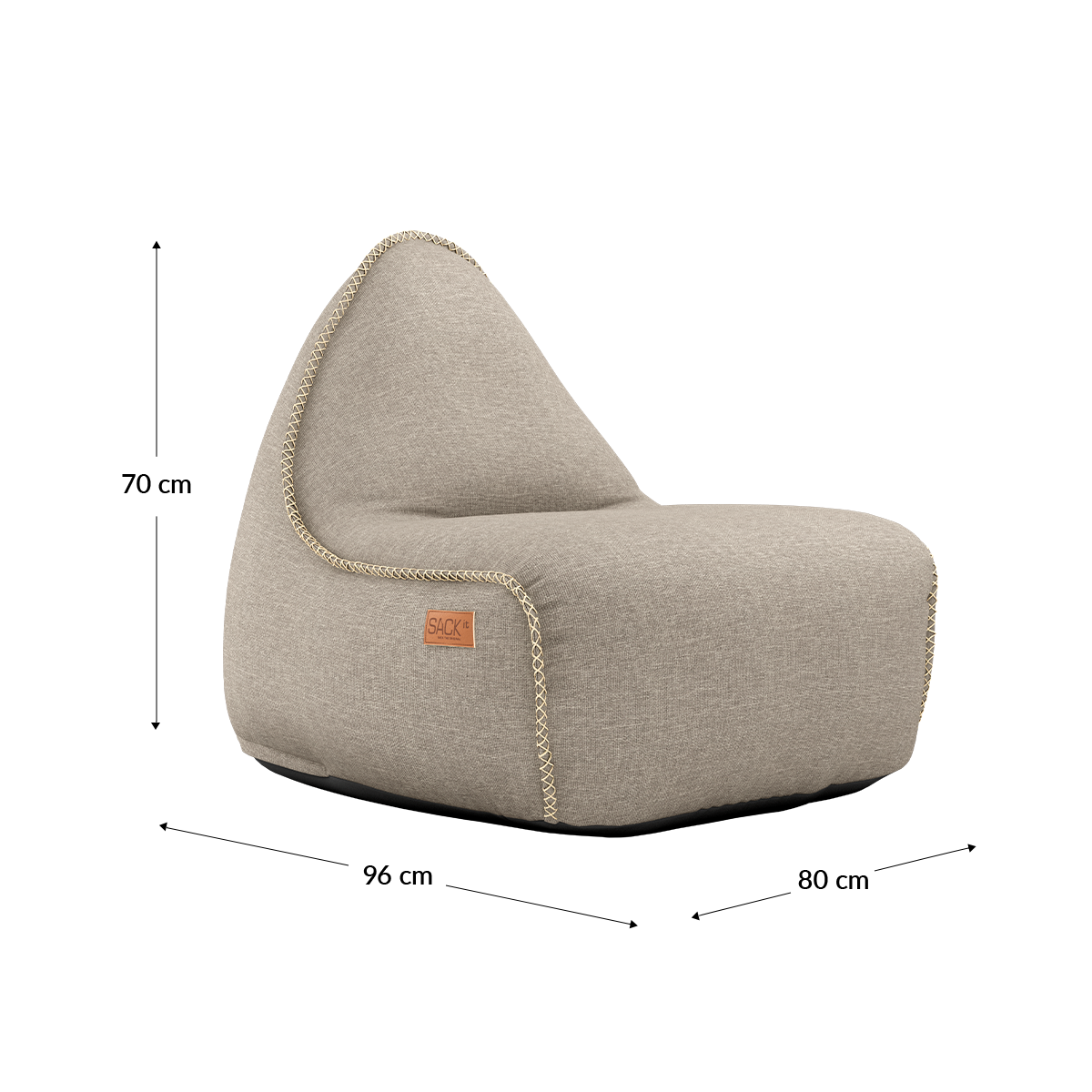 Cobana Lounge Chair i Cobana Grey, sækkestol med ryglæn i slidstærkt og vandafvisende materiale.