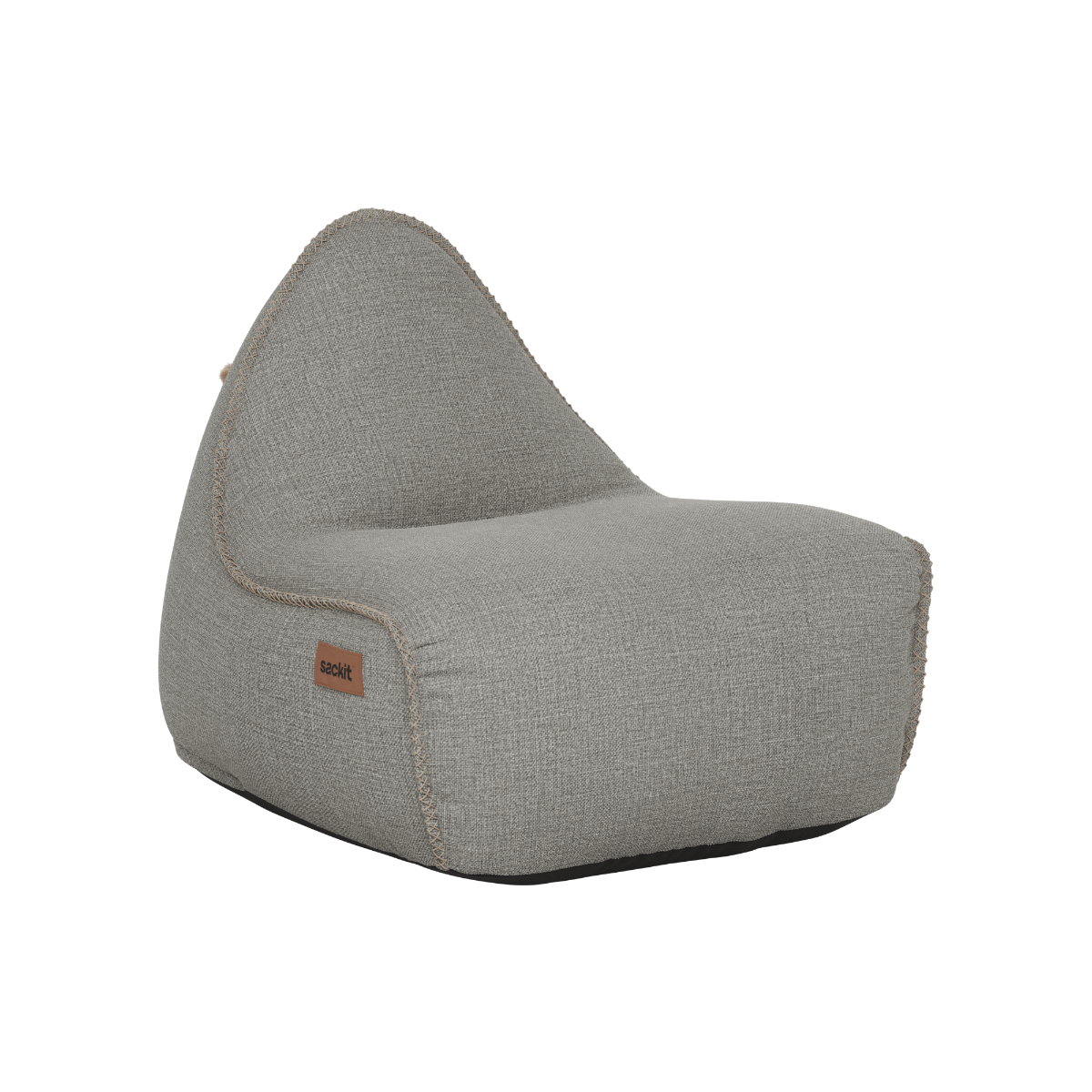 Grå udendørs sækkestol fra sackit med høj ryg og blødt sæde til afslappet lounging i nordisk vejr