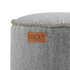 Rund Cobana Pouf i gråt, slidstærkt og vandafvisende stof med håndsyede sting.