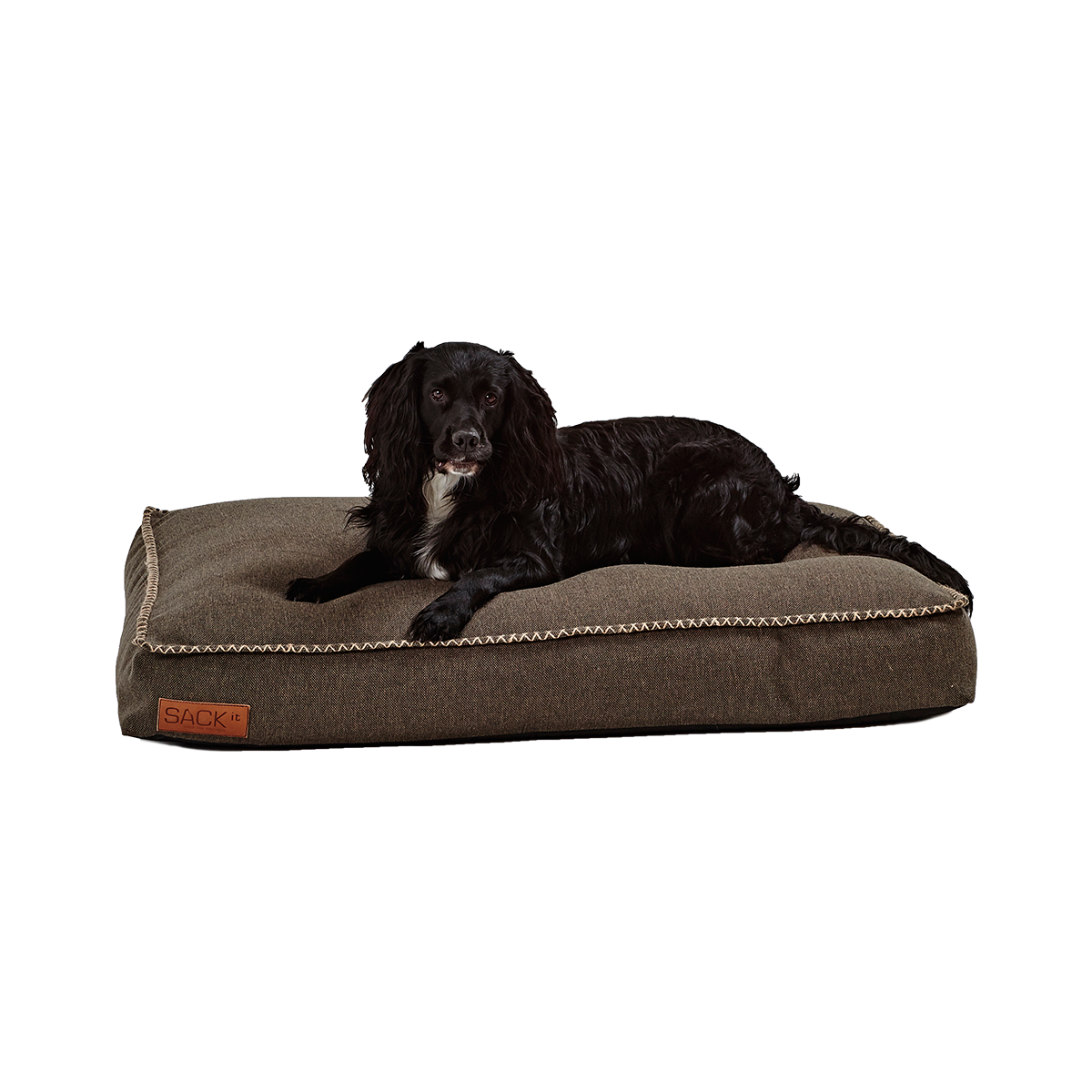 Large Cobana Brown dog bed with water-resistant fabric and non-slip bottom in a simple design