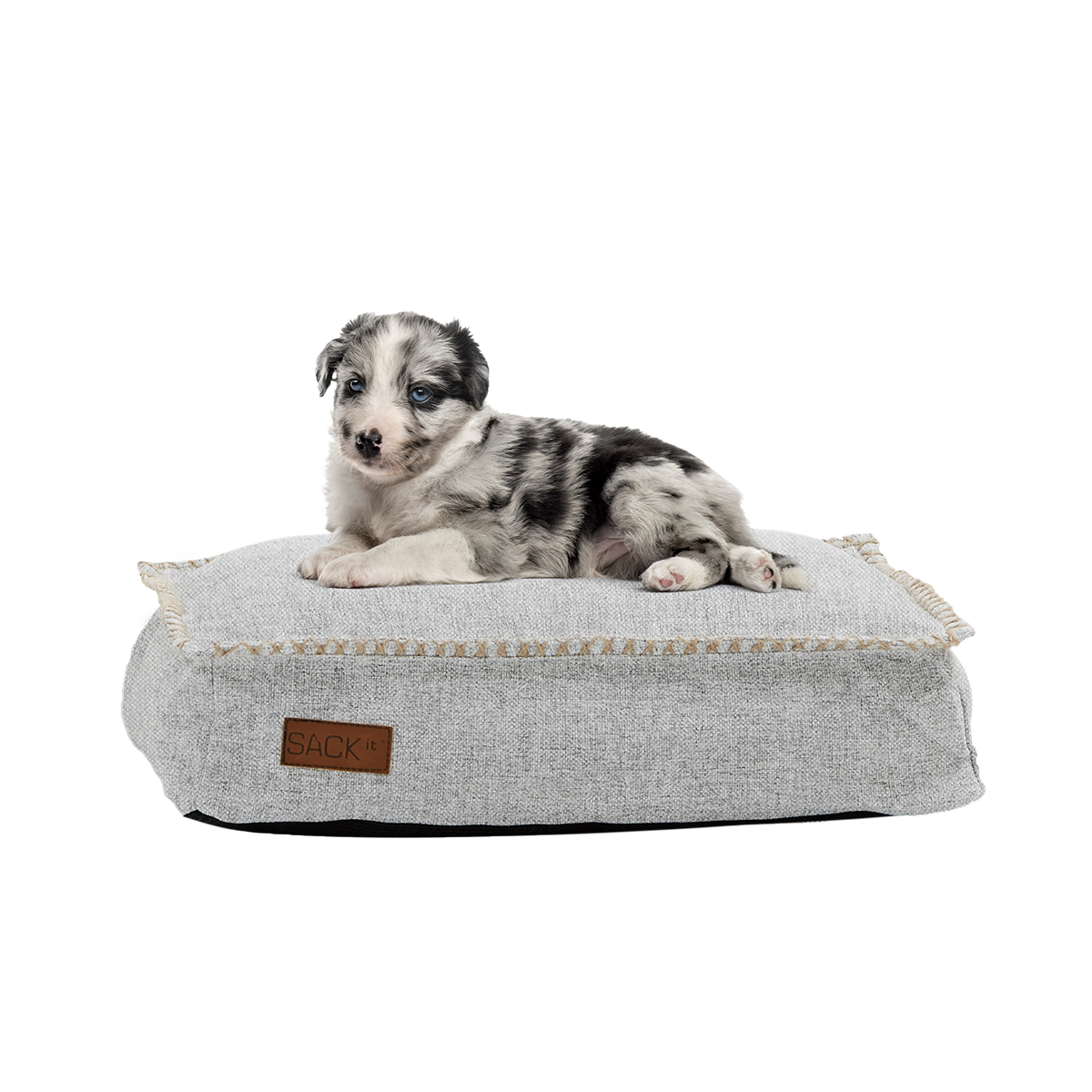 Mini Cobana Dog Bed in sand melange with slip-resistant bottom and durable fabric
