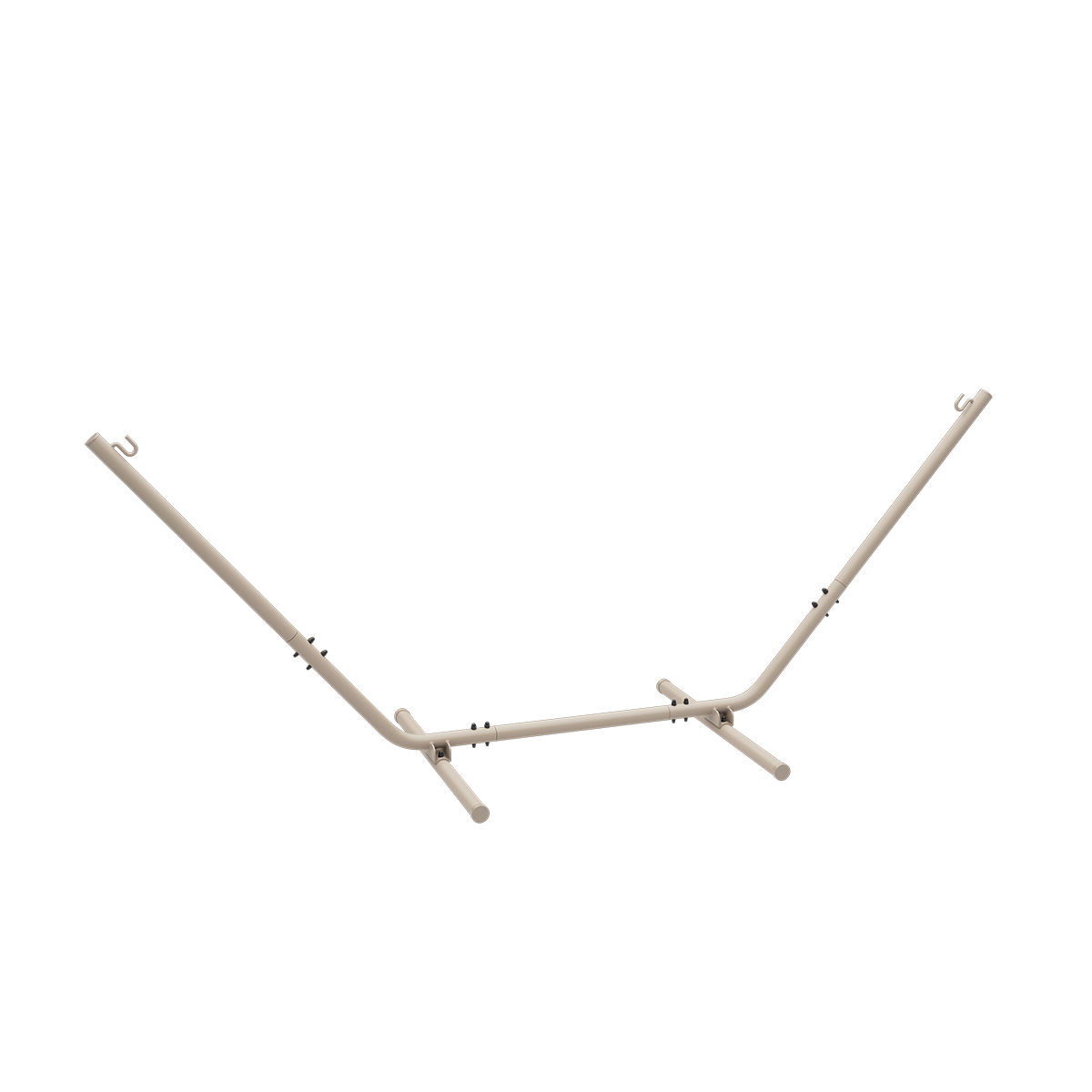 Taupe farvet Cobana hængekøje stativ i pulverlakeret aluminium til udendørs brug.