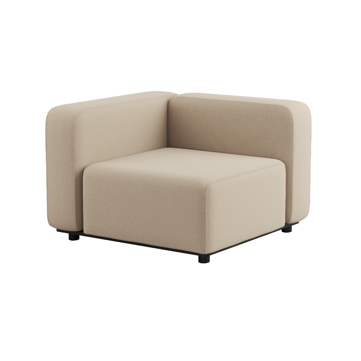 Boucle Beige Cobana Lounge Sofa hjørnemodul i pulverlakeret aluminium med tekstilpolstring.