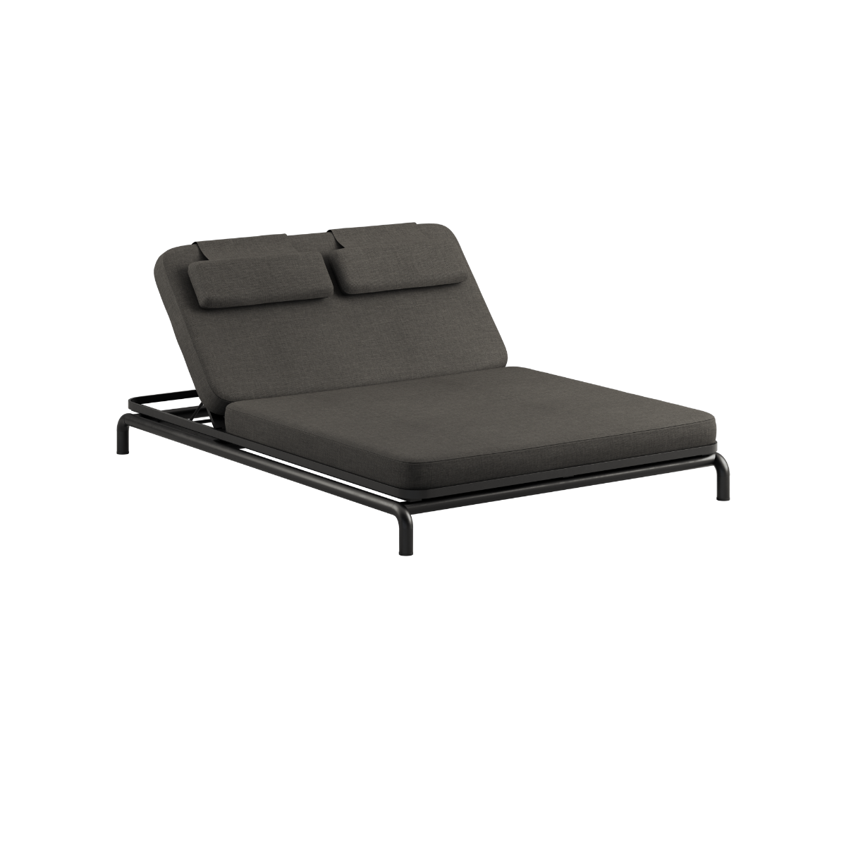 Kirra Double Sunbed dobbeltsolseng i sort med aluminiumsramme og vandafvisende tekstil til udendørs brug.