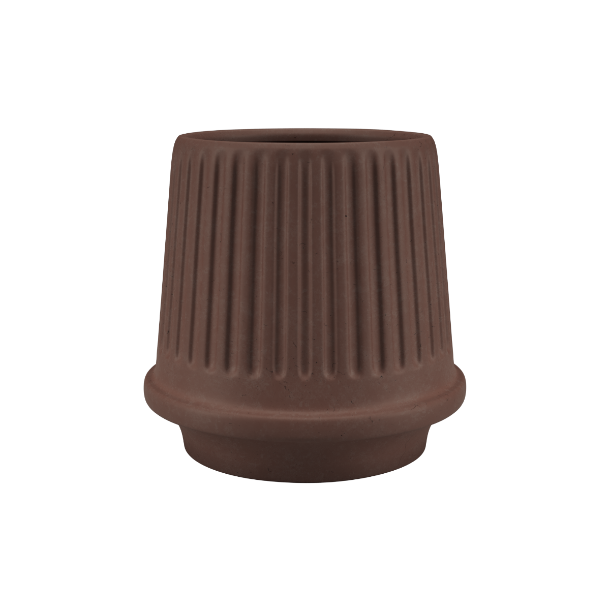 Gaia 16 udendørskrukke i keramik med mat, riflet overflade i farven Mocca.