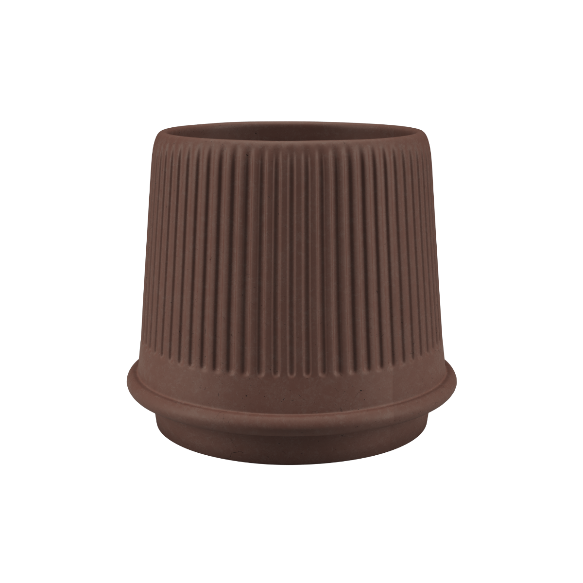 Gaia 23 udendørskrukke i keramik med mat, riflet overflade i farven Mocca.