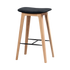 Nordic barstol i massivt egetræ med sort Terra læder og 73 cm højde, dansk design.