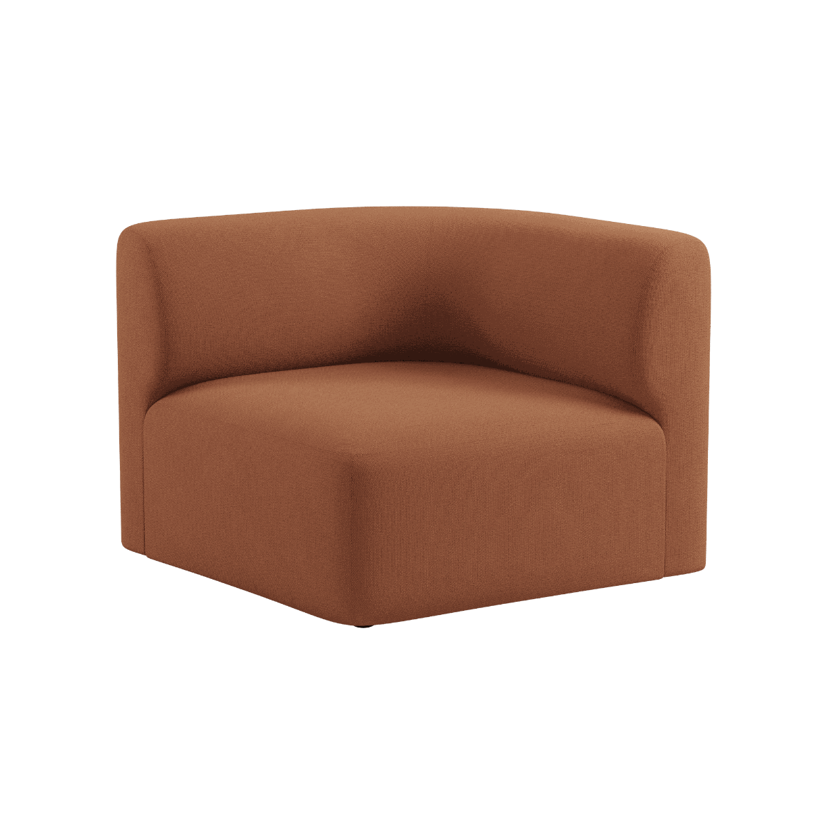 Fjord Sofa hjørnesektion venstre i blød Cosmo Terracotta tekstil med afrundede kanter og modulært design.