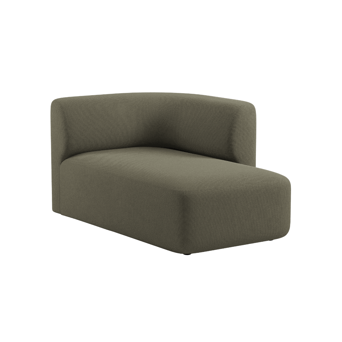Fjord Sofa med højre chaiselong i lyst stof med bløde, afrundede kanter og modulært design.