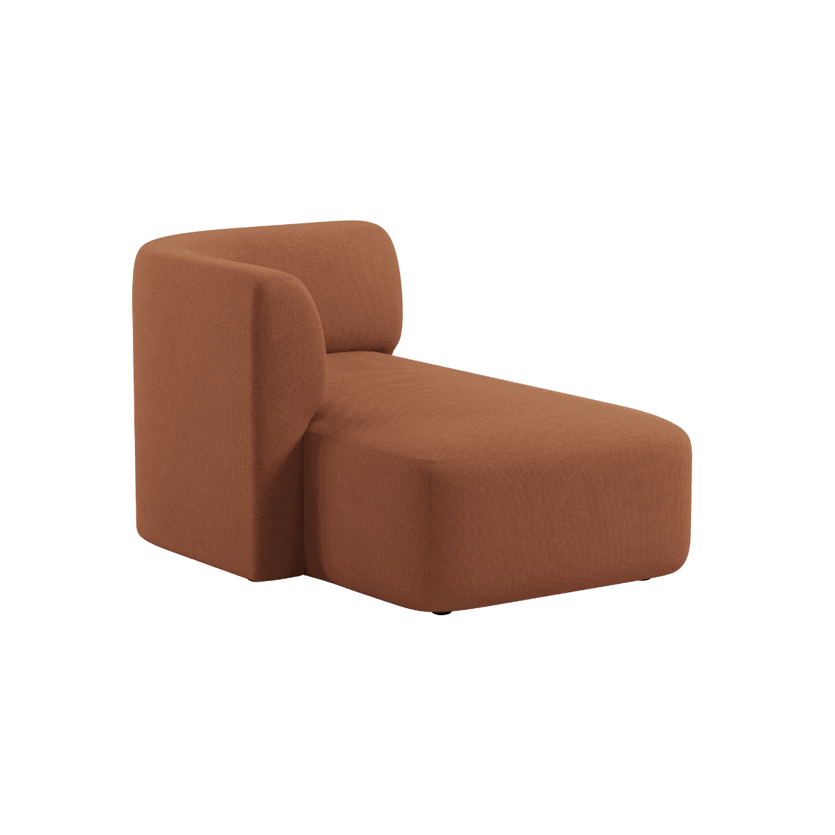 Fjord Sofa med venstrevendt chaiselong i blød Cosmo Terracotta tekstil, skandinavisk design.