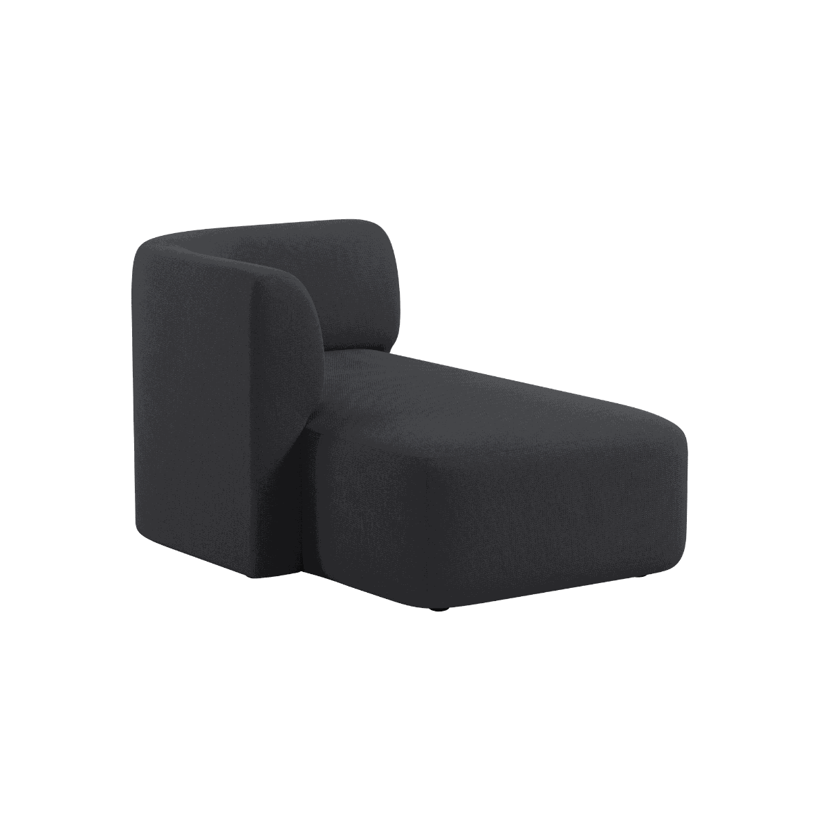 Fjord Sofa med venstrevendt chaiselong i blødt Cosmo Slate stof med afrundede kanter og skandinavisk design.