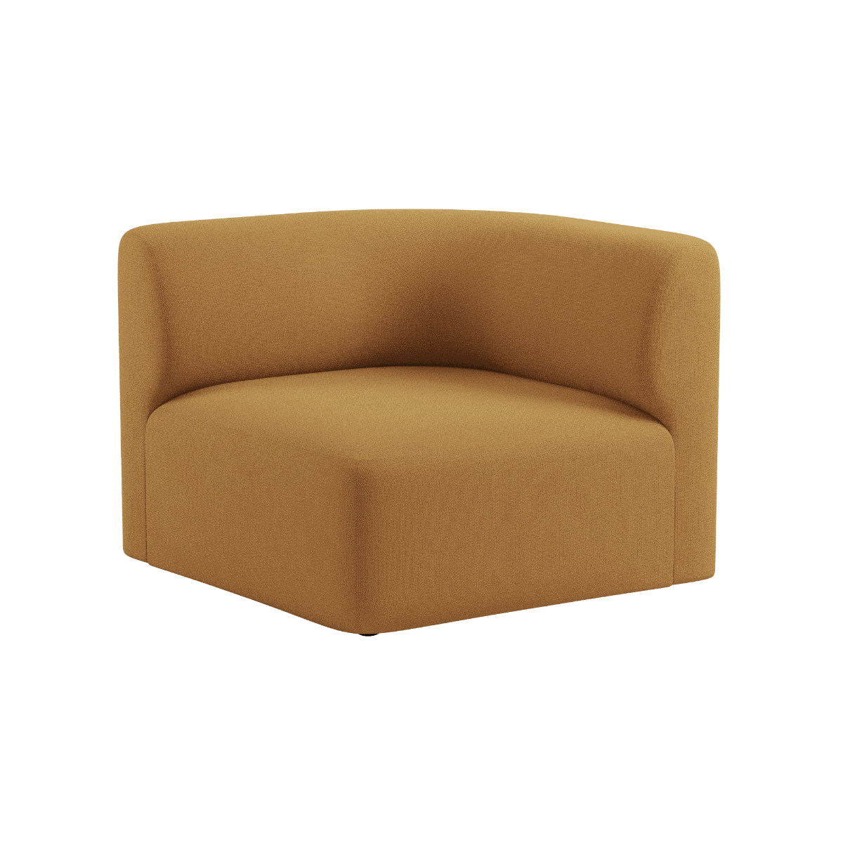 Fjord Sofa hjørnesektion venstre i blød Cosmo Mustard tekstil med afrundede kanter og modulært design.