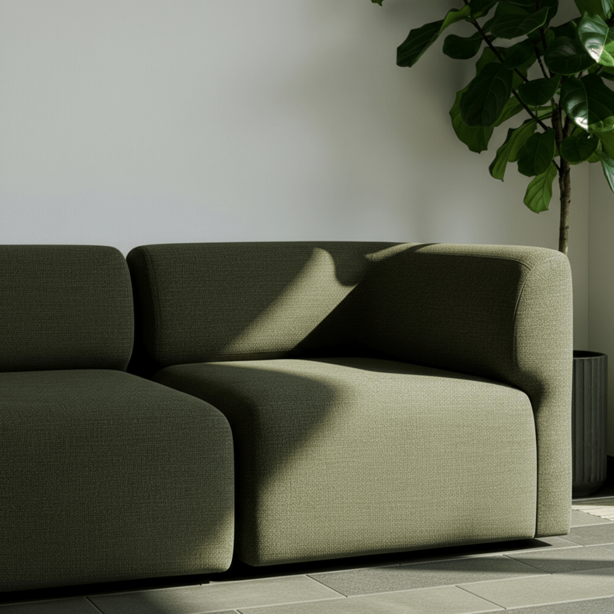 Fjord Sofa - 3 seater | Fjord Sofa - 3 seater - Cosmo Olive Uden puf | SACKit