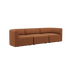 Fjord Sofa 3-personers i terracotta tekstil uden puf med bløde linjer og afrundede kanter.