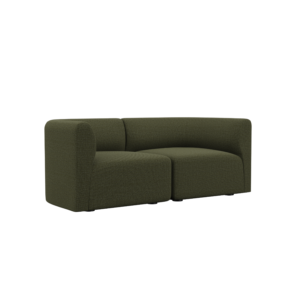 Fjord Sofa 2-personers i Cosmo Olive med bløde linjer og afrundede kanter i skandinavisk design.
