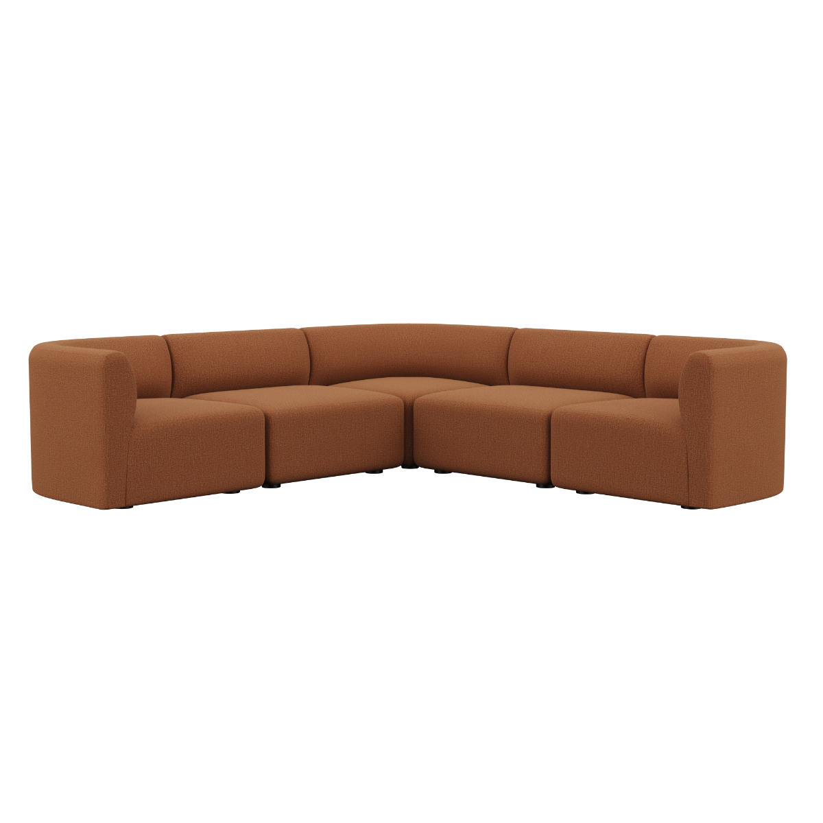 Fjord Sofa hjørnesofa i Cosmo Terracotta med bløde linjer og modulopbygget design.