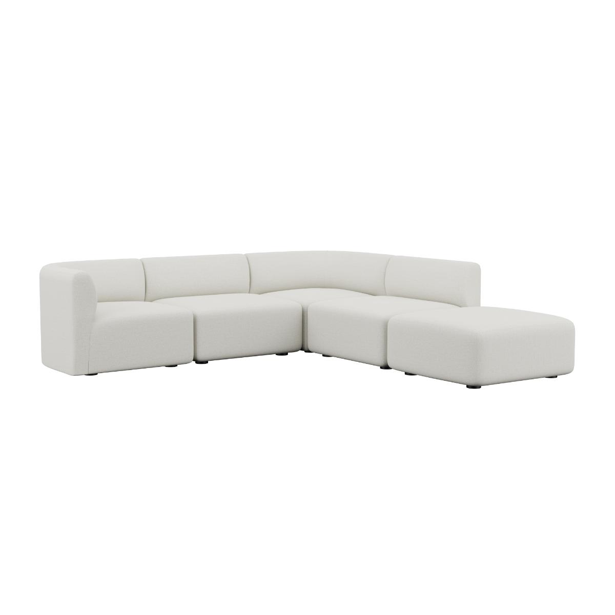 Fjord Sofa hjørnesofa med åben ende i lys Sealife Ivory tekstil, bløde former og skandinavisk design.