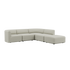 Fjord Sofa hjørnesofa med åben ende i blødt Cosmo Beige stof med afrundede kanter.