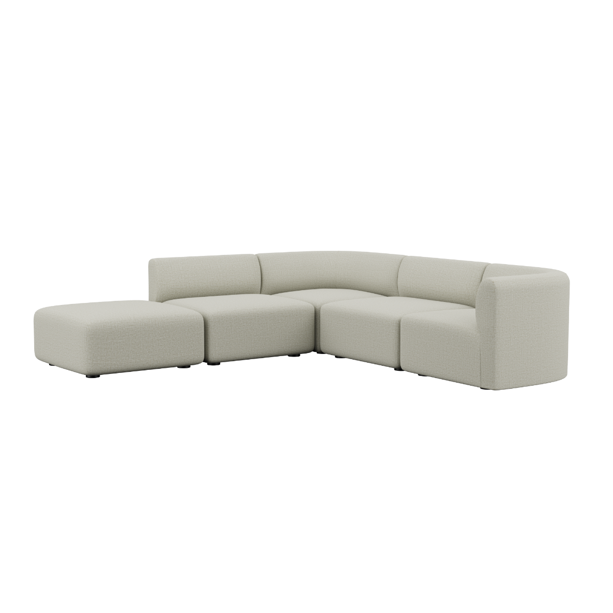 Cosmo Beige Fjord Sofa corner sofa with open end in soft textile and rounded edges.