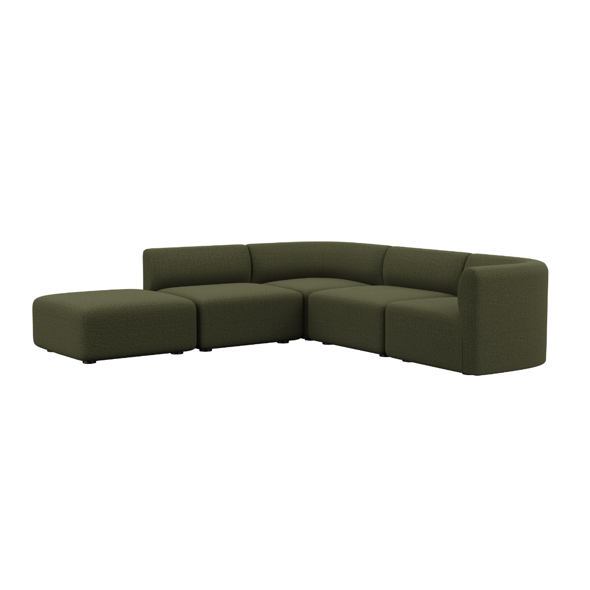 Fjord Sofa hjørnesofa med åben ende i blødt Cosmo Beige stof, skandinavisk design med afrundede kanter.