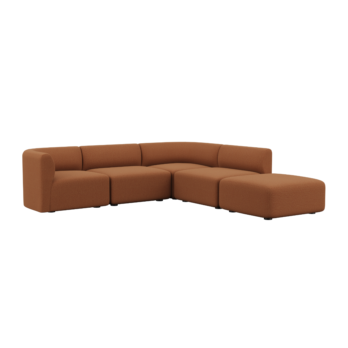Fjord Sofa hjørnesofa med åben ende i Cosmo Terracotta tekstil med bløde, afrundede kanter.