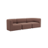 Brun Fjord sofa til tre personer med bløde afrundede former og dybe siddepladser fra sackit i stilrent skandinavisk design