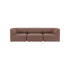 Brun Fjord sofa til tre personer med bløde afrundede armlæn og polstring i roligt skandinavisk design fra sackit