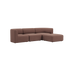 Brun Fjord sofa til tre personer med bløde afrundede former og chaiselong i skandinavisk design fra sackit