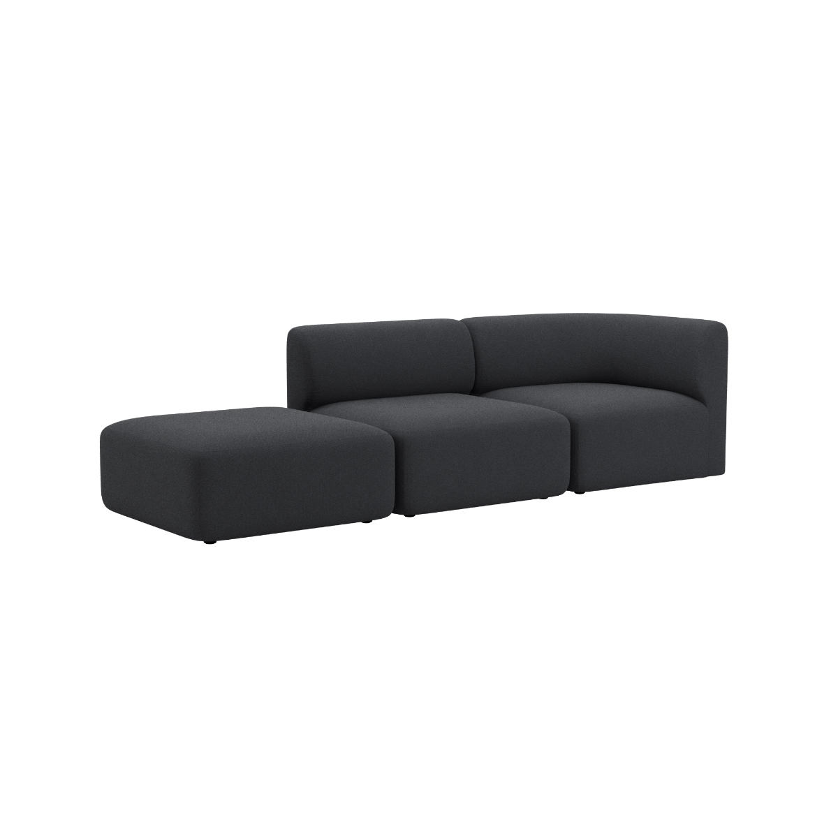 Mørkegrå Fjord sofa fra sackit med to siddepladser og åben chaiselong til moderne skandinavisk indretning