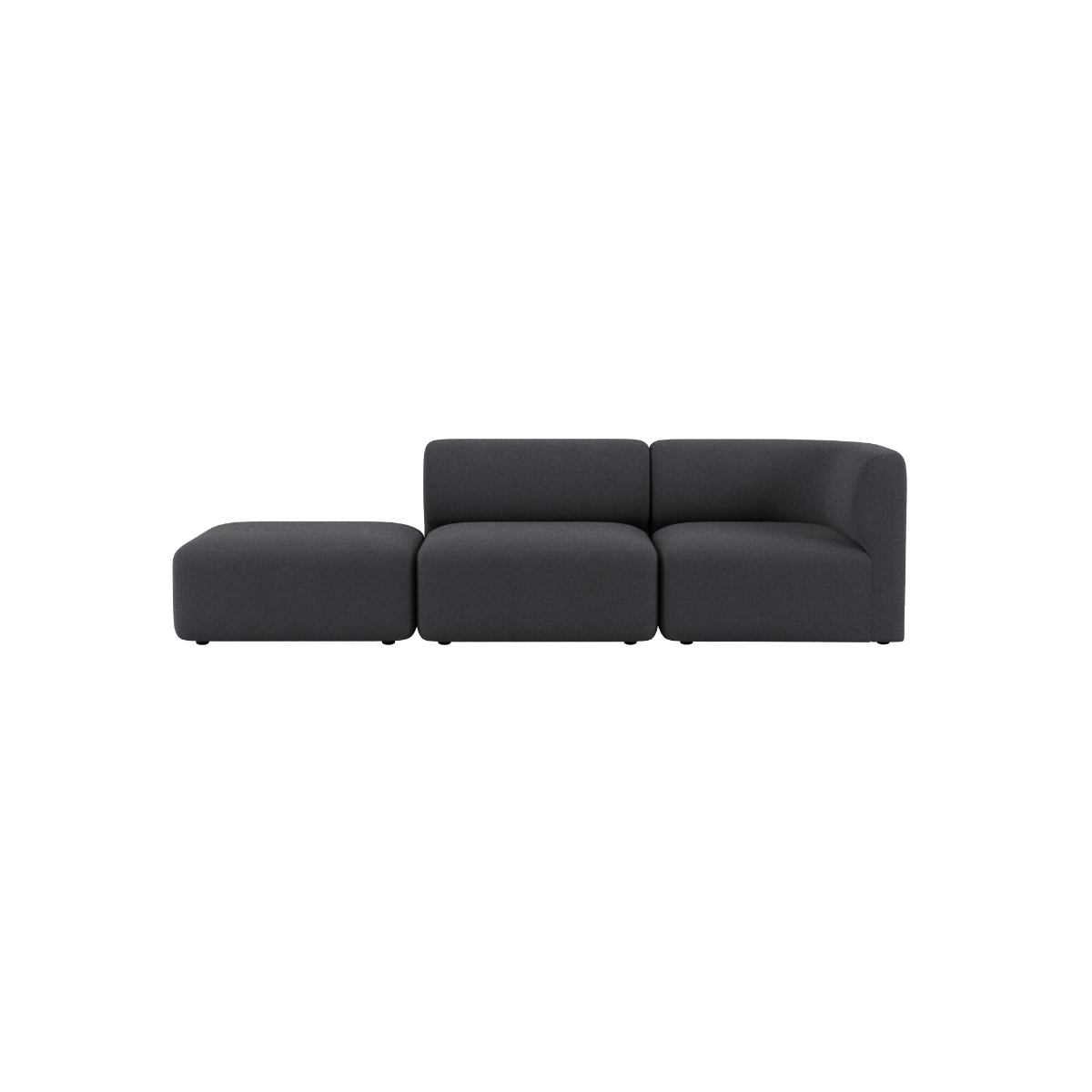 Mørkegrå Fjord sofa med to siddepladser og åben ende i et enkelt skandinavisk design fra sackit