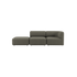 Mørkegrå Fjord sofa fra sackit med to siddepladser og åben ende til venstre vist forfra på ensartet baggrund