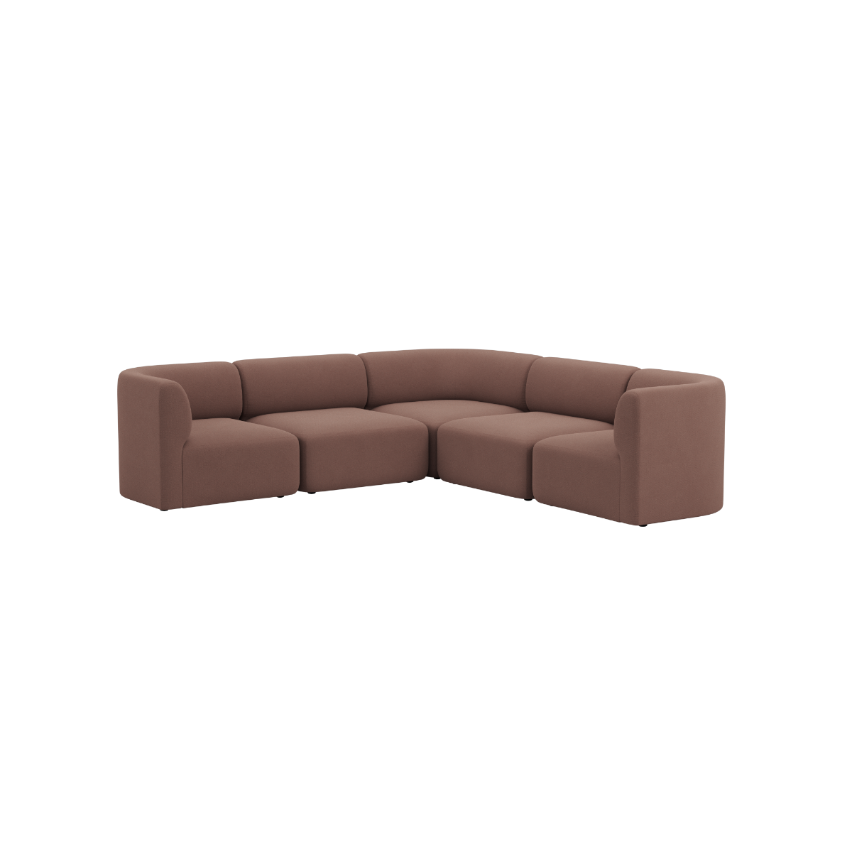 Brun Fjord hjørnesofa fra sackit med bløde afrundede former og dybe siddepladser i et roligt skandinavisk design til stuen