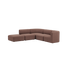 Brun hjørnesofa med åben ende og bløde afrundede linjer fra sackit til den skandinaviske stue