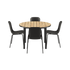 Rundt Kirra Dining Table Noir med fire Patio Chair no. One S2 stole i Olive og Noir farver.