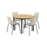 Rundt Kirra spisebord i sort med fire Patio Chair no. One S1 stole i taupe og sort udendørs.