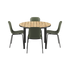Udendørs Kirra Dining Table Ø110 med keramisk bordplade og 4 Patio Chair no. One S2 stole i olive og noir