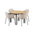 Rundt Kirra Dining Table Noir med fire Taupe/Noir Patio Chair no. One S2 stole i udendørsmiljø.