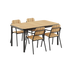 Udendørs Kirra Dining Table 150x90 med teakbordplade og 4 sorte Kirra stole i pulverlakeret aluminium og teak.