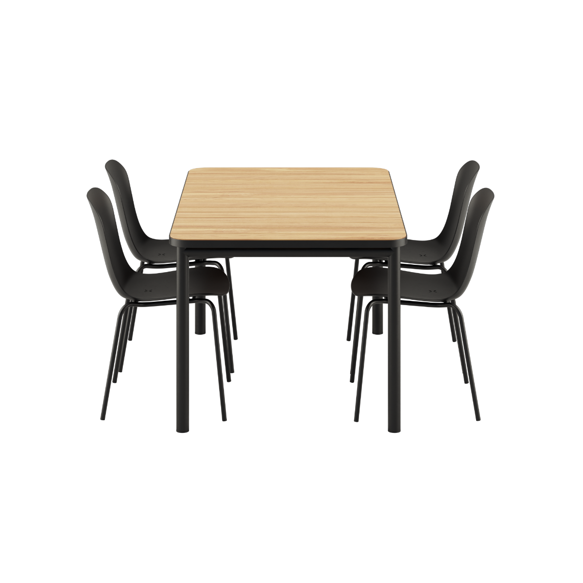 Udendørs Kirra Dining Table 150x90 med sort Patio Chair no. One S1 stole i sort, aluminium og teak