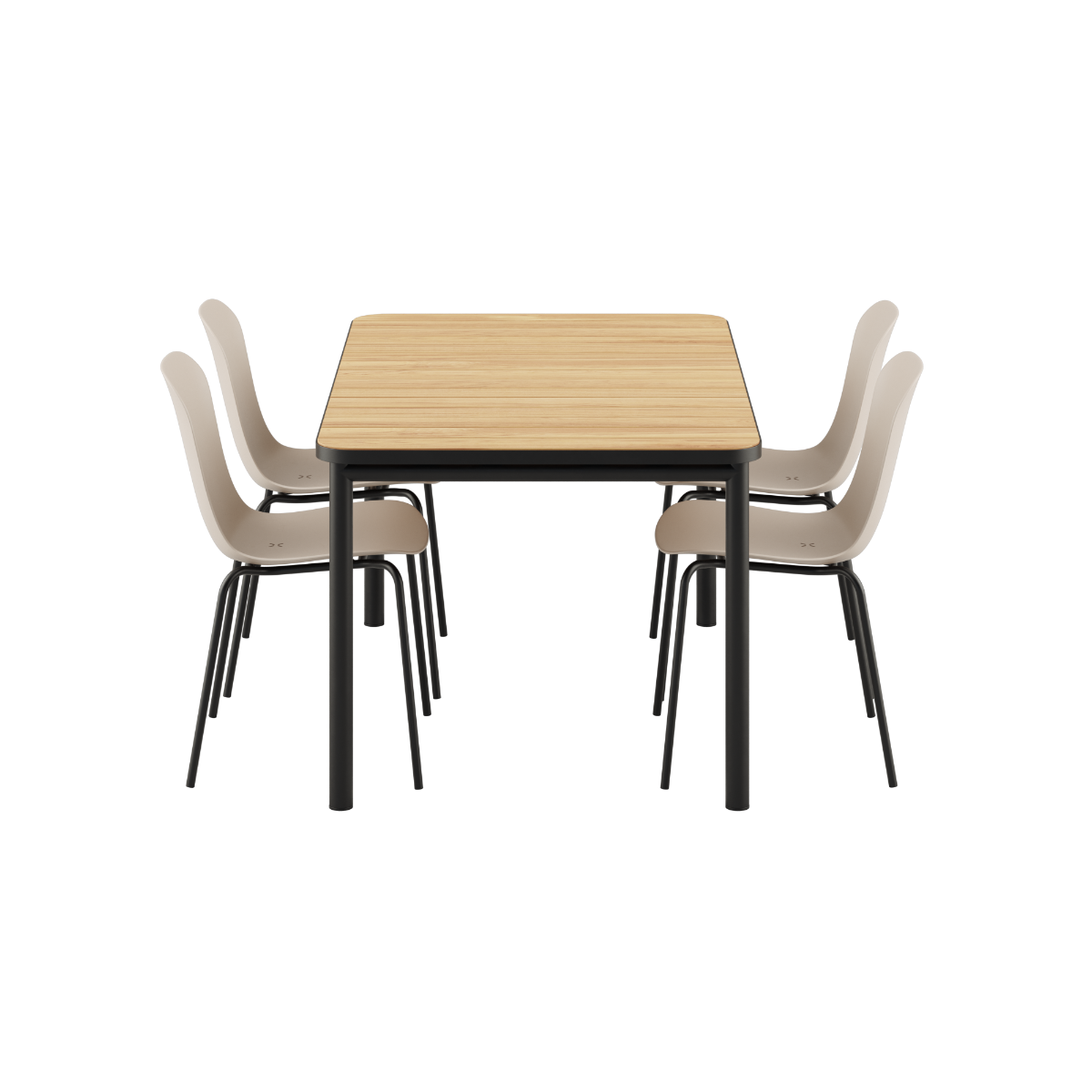 Udendørs Kirra Dining Table 150x90 med sort Patio Chair no. One S1 stole i sort.