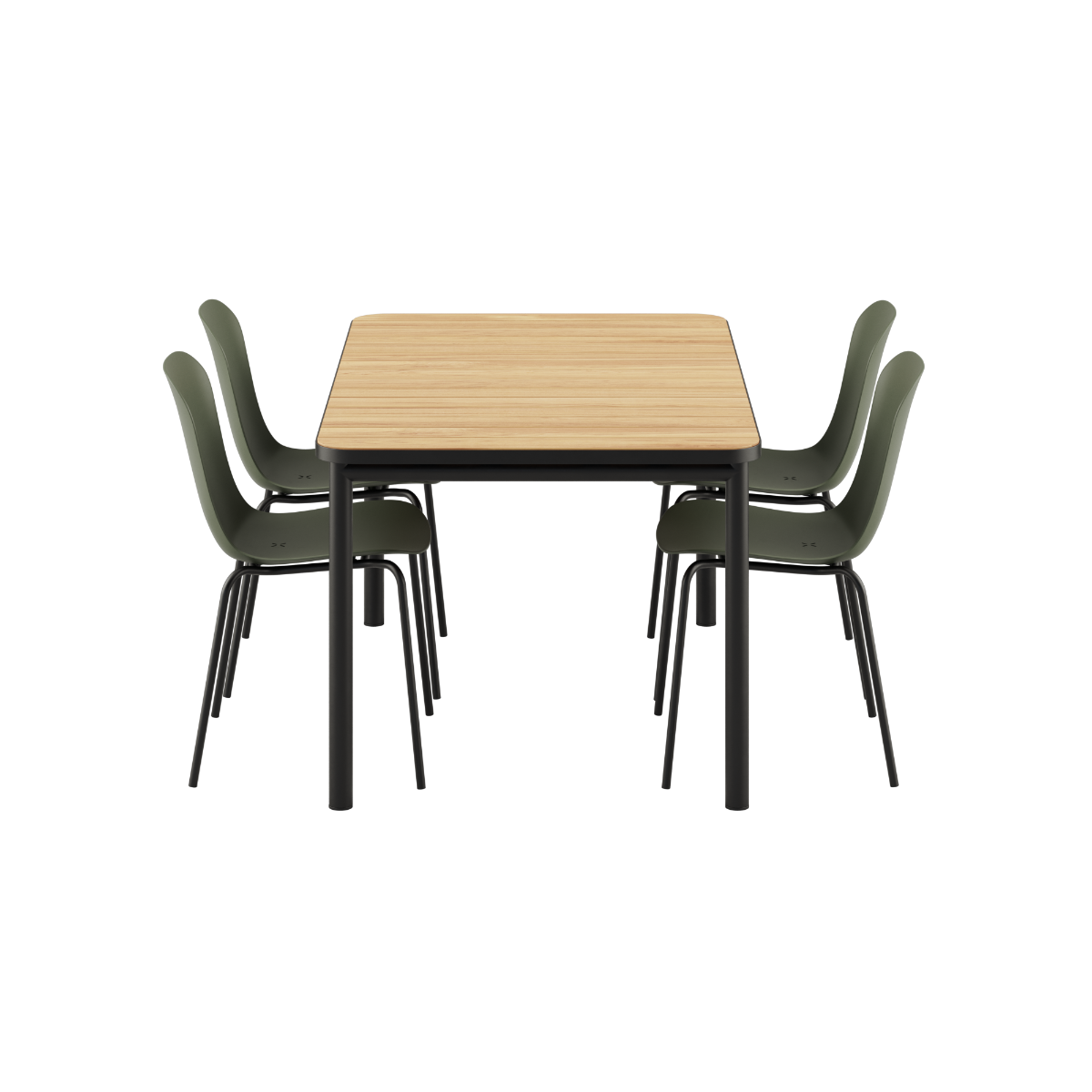Udendørs Kirra Dining Table 150x90 med sorte Patio Chair no. One S1 stole i matchende sorte farver.
