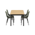 Udendørs Kirra Dining Table 150x90 med sorte Patio Chair no. One S1 stole i matchende sorte farver.