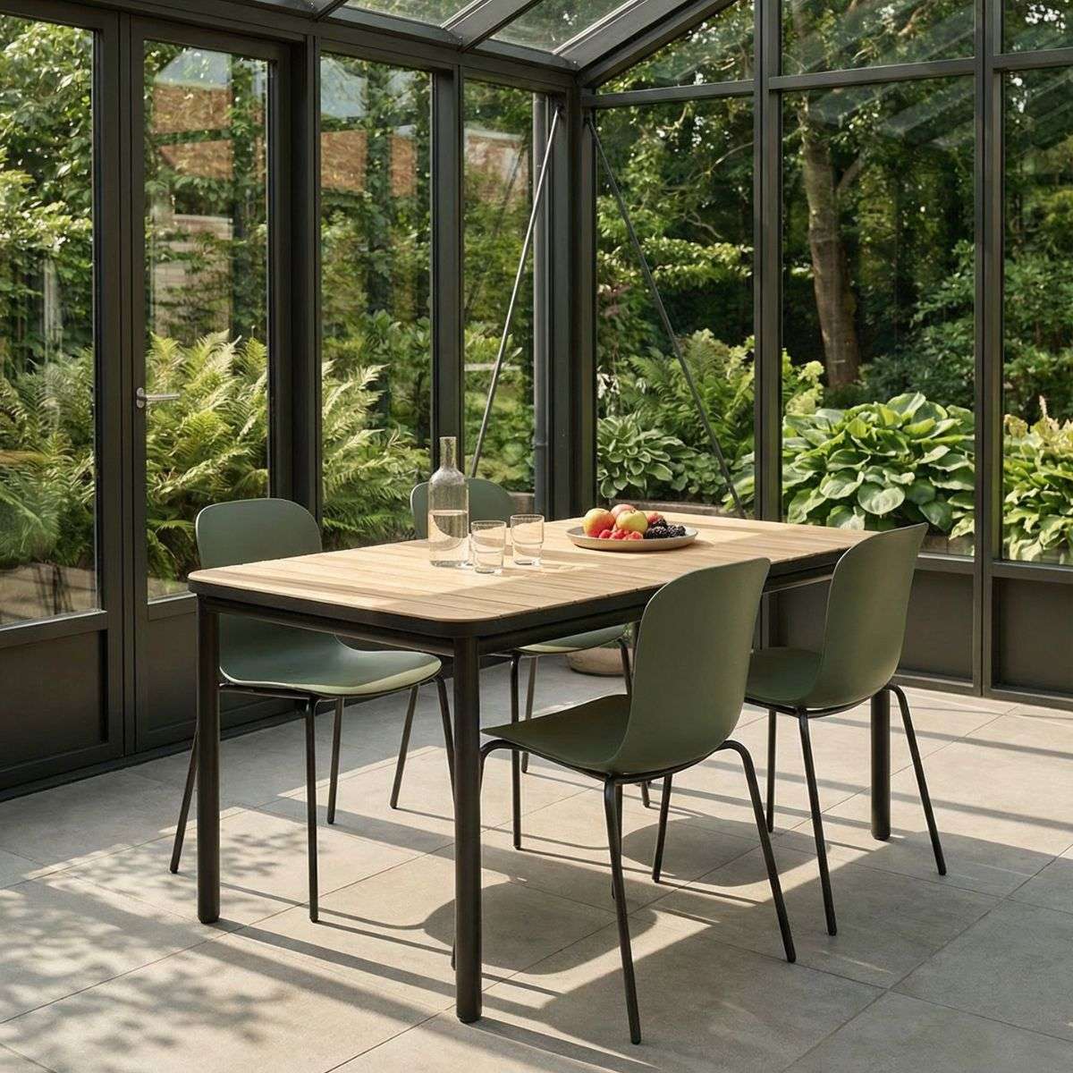 Kirra Dining Table Noir & 4 Patio Chair no. One